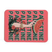 Magnet Flexible pastèque, fleurs et texte Palestine Répéter (Horizontal)
