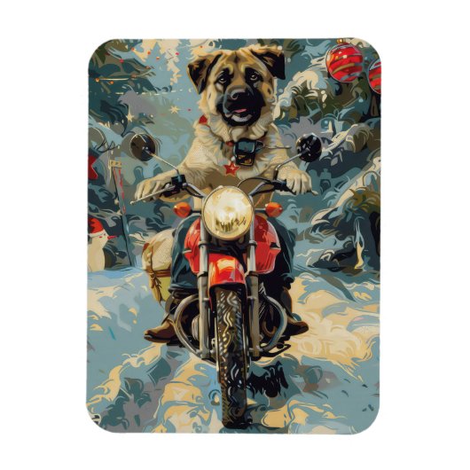 Magnet Flexible Pasteur anatolien Chien à cheval Moto Noël (Vertical)