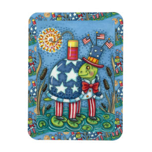 MAGNET FLEXIBLE PATRIOTIQUE ONCLE SAM TURTLE, FUNNY FIRECRACKER MÊ