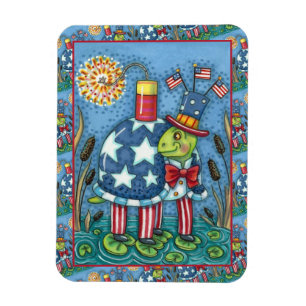 MAGNET FLEXIBLE PATRIOTIQUE ONCLE SAM TURTLE, FUNNY FIRECRACKER MÊ