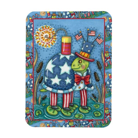 MAGNET FLEXIBLE PATRIOTIQUE ONCLE SAM TURTLE, FUNNY FIRECRACKER MÊ (Vertical)