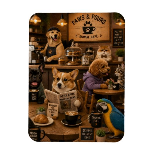 Magnet Flexible Paws and Pours,café animalier (Vertical)