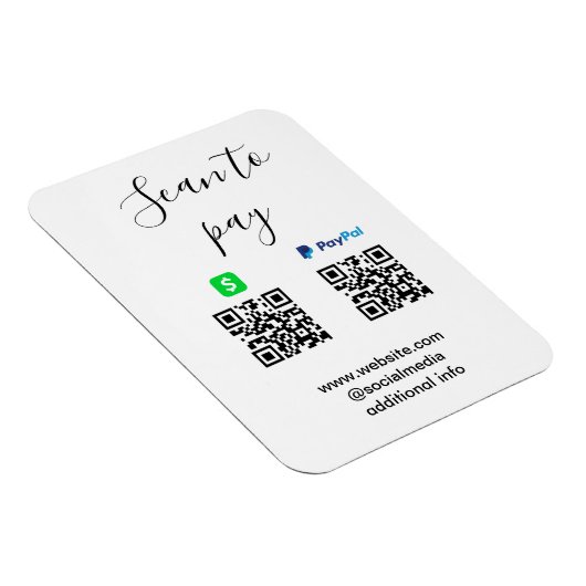 Magnet Flexible Paypal Cashapp scan to pay QR add business name lo (Côté Droit)