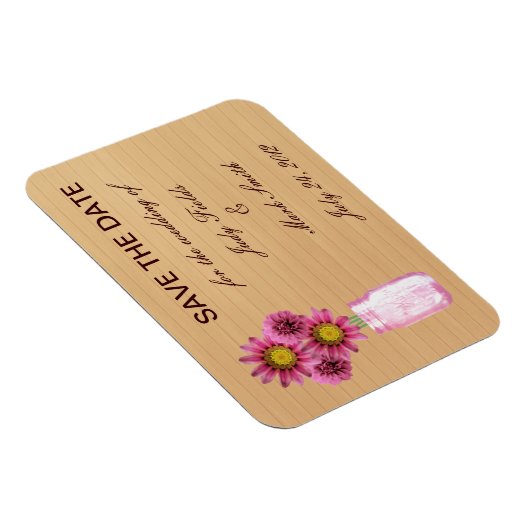 Magnet Flexible Pays Rustic Rose Mason Jar Enregistrer la date Mag (Côté Droit)