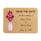 Magnet Flexible Pays Rustic Rose Mason Jar Enregistrer la date Mag (Horizontal)