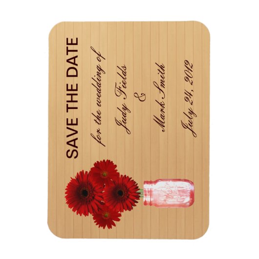 Magnet Flexible Pays Rustique Rouge Mason Jar Enregistrer l'aimant (Vertical)