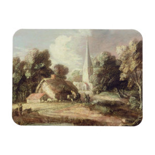Magnet Flexible Paysage avec une église, cottage, villageois et