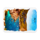 Magnet Flexible Paysage coloré Ibiza Espagne aquarelle (Horizontal)