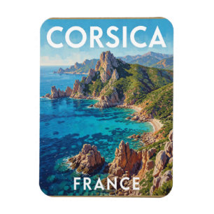 Magnet Flexible Paysage côtier accidenté de l'île de Corse France