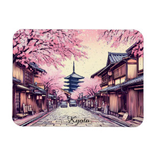 Magnet Flexible Paysage de fleurs de cerisier de Kyoto Japon