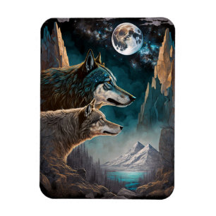 Magnet Flexible Paysage de l'Imaginaire de la Pleine lune des loup