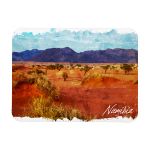 Magnet Flexible Paysage de Namibie Panorama Peinture à l'aquarelle