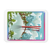 Magnet Flexible Paysage de ski dessin animé (Horizontal)