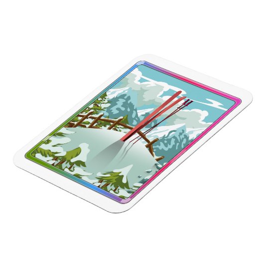 Magnet Flexible Paysage de ski dessin animé (Côté Gauche)