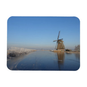 Magnet Flexible Paysage d'hiver avec le moulin à vent et la glace