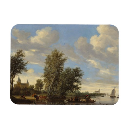 Magnet Flexible Paysage fluvial avec traversier, 1649 (huile sur t (Horizontal)