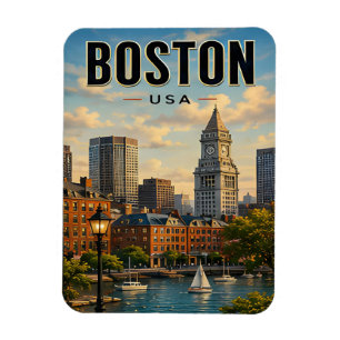 Magnet Flexible Paysage historique du port de Boston, Massachusett