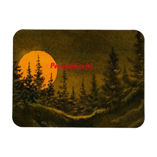 Magnet Flexible Paysage nocturne; chasse ou moisson lune (Horizontal)