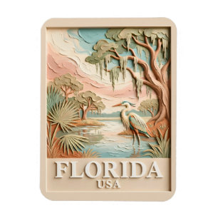 Magnet Flexible Paysage Texturé de la Faune Aviaire des Everglades