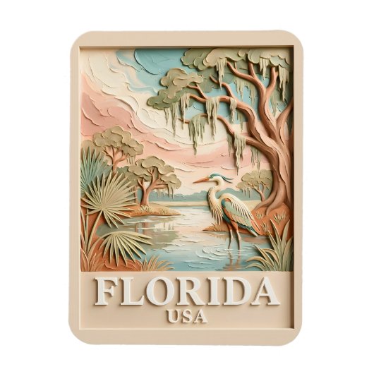 Magnet Flexible Paysage Texturé de la Faune Aviaire des Everglades (Vertical)