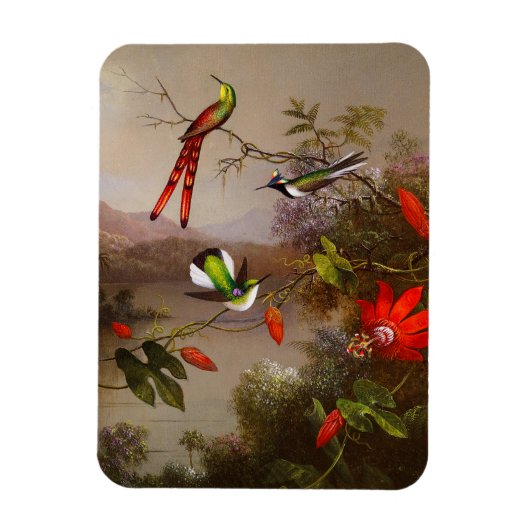 Magnet Flexible Paysage tropical avec dix colibris (Vertical)