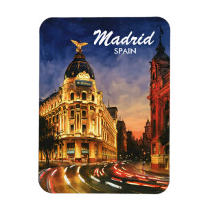Magnet Flexible Paysage urbain aquarelle personnalisé de Madrid Es
