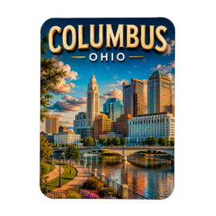 Magnet Flexible Paysage urbain de Columbus Ohio et rivière Scioto