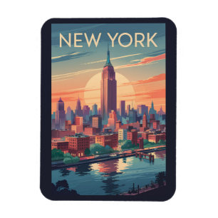 Magnet Flexible Paysage urbain de New York City Art de voyage vint