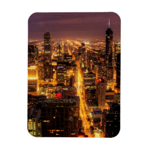 Magnet Flexible Paysage urbain de nuit de Chicago