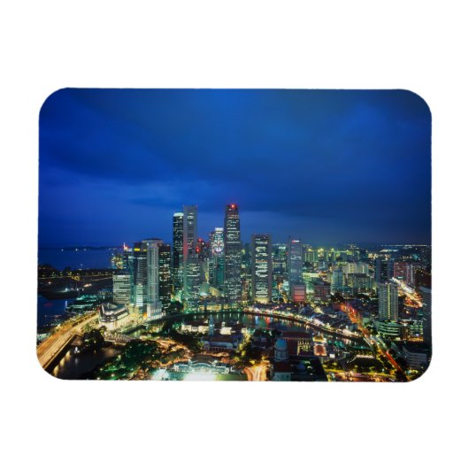Magnet Flexible Paysage urbain de Singapour la nuit, Singapour (Horizontal)