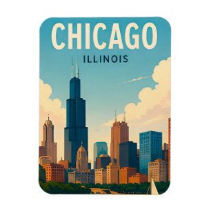 Magnet Flexible Paysage urbain du centre-ville de Chicago Illinois