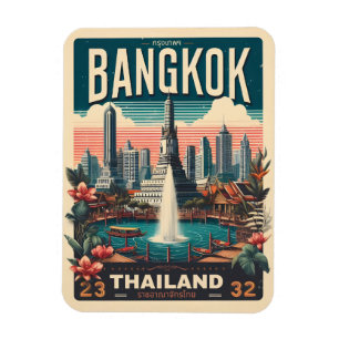 Magnet Flexible Paysage urbain rétro de Bangkok - Cadeaux de voyag