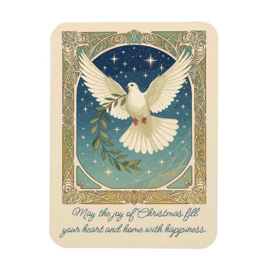 Magnet Flexible Peace Dove With Olive Sprig Decor  (Vertical)