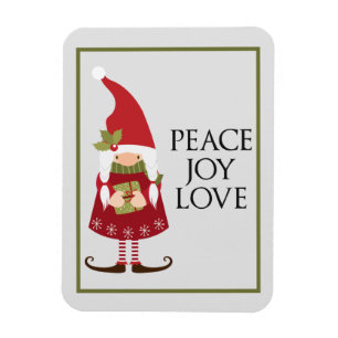 Magnet Flexible Peace Joy Love Girl Gnome Holiday