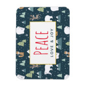 Magnet Flexible Peace Love & Joy Cute Christmas Animals Pattern (Vertical)
