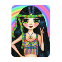 Peace Out Hippie Girl Big Eyed Cutie