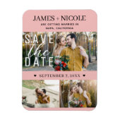 Magnet Flexible Peachy rose moderne Enregistrer la date Mariage 3 (Vertical)
