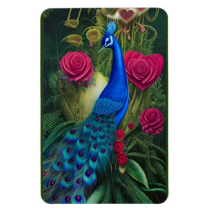 Magnet Flexible Peacock Bleu en Coeur Rose Jardin Rose