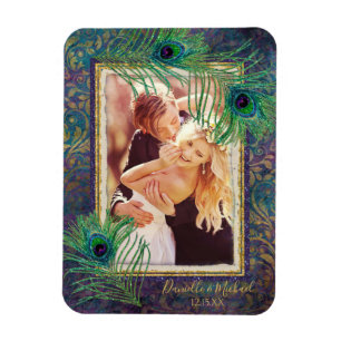 Magnet Flexible Peacock Feather Purple Parties scintillant Photo E