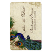Magnet Flexible Peacock & Feathers Formal Enregistrer la date Tan  (Vertical)