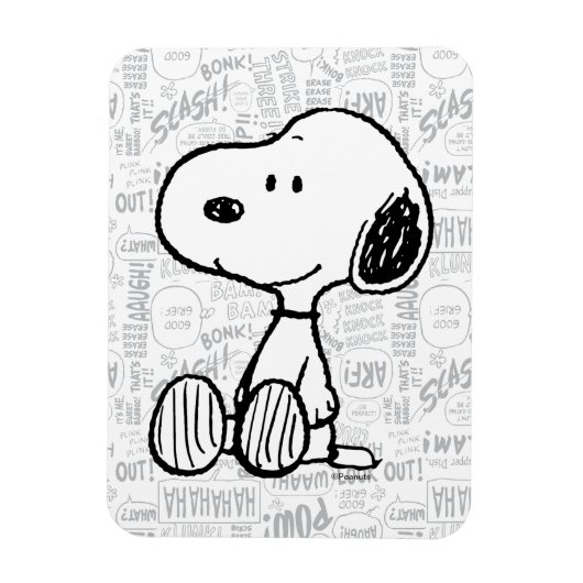 Magnet Flexible PEANUTS | Snoopy on Black White Comics (Vertical)