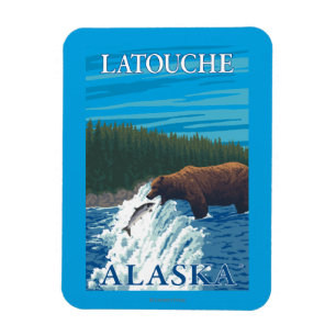 Magnet Flexible Pêche à l'ours dans la rivière - Latouche, Alaska