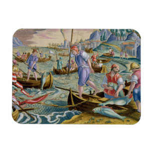 Magnet Flexible Pêche avec des filets et des tridents dans la bai