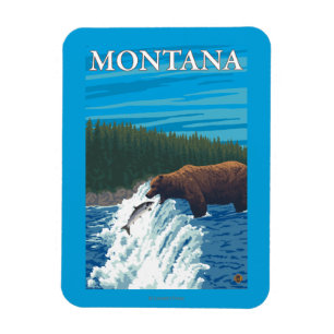 Magnet Flexible Pêche d'ours en rivière - Montana