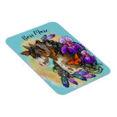 Magnet Flexible Peindre Cheval Mustang avec Iris et papillons (Côté Droit)