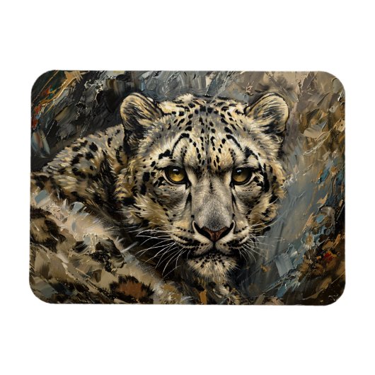 Magnet Flexible Peinture à l'huile de léopard de neige (Horizontal)