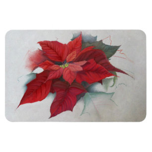 Magnet Flexible Peinture à l'huile de Noël à la poinsettia
