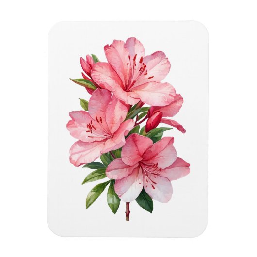 Magnet Flexible Peinture aquarelle de fleur d'azalée (Vertical)