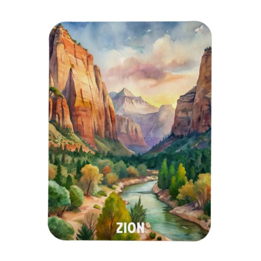 Magnet Flexible Peinture aquarelle du parc national Zion (Vertical)