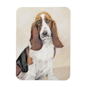 Magnet Flexible Peinture Basset Hound - Art de chien original mign